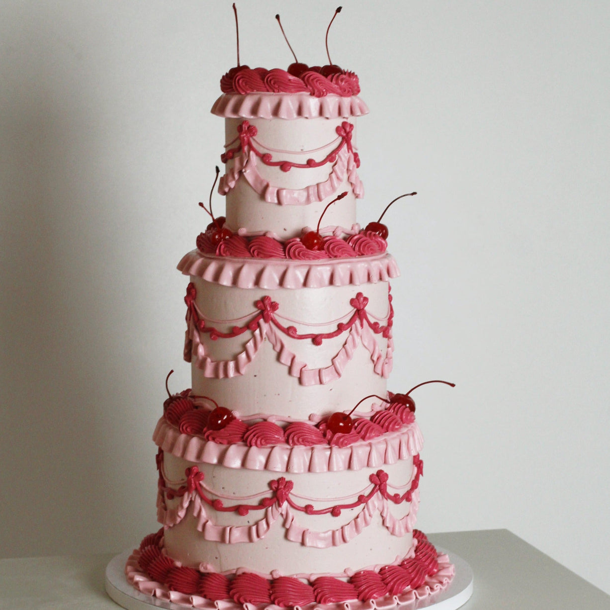 3-tier wedding Party cake - Bold pink tones