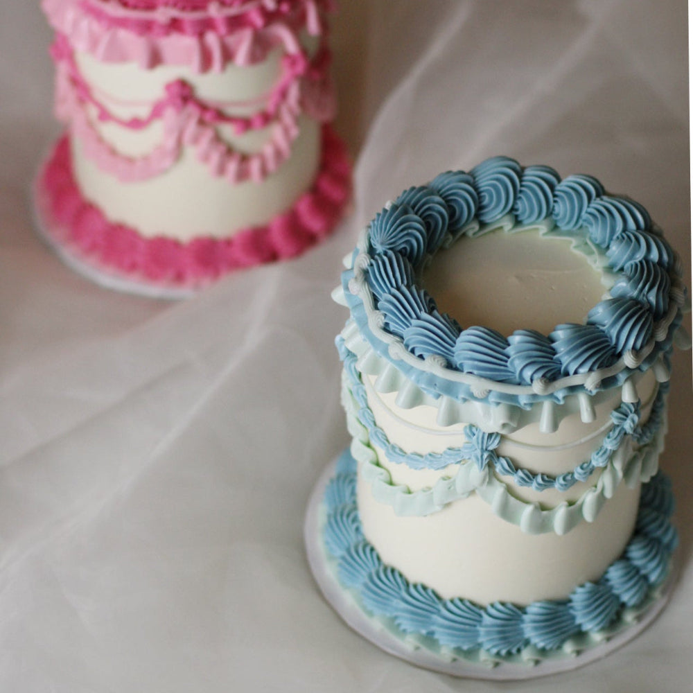 Two vintage mibis - perfect for a cute Gender Reveal party (one vegan &amp; one regular) - custom your own!