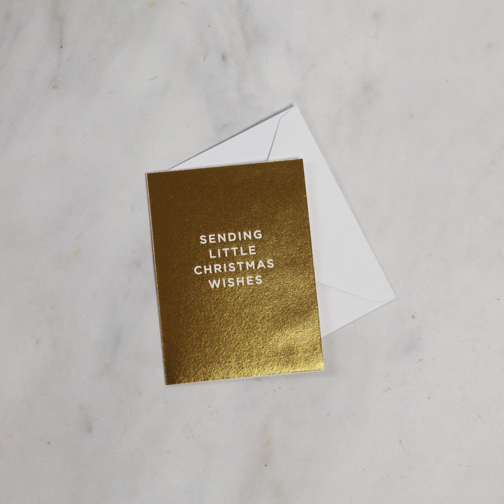 Sending Little Christmas Wishes Gold Greeting Card