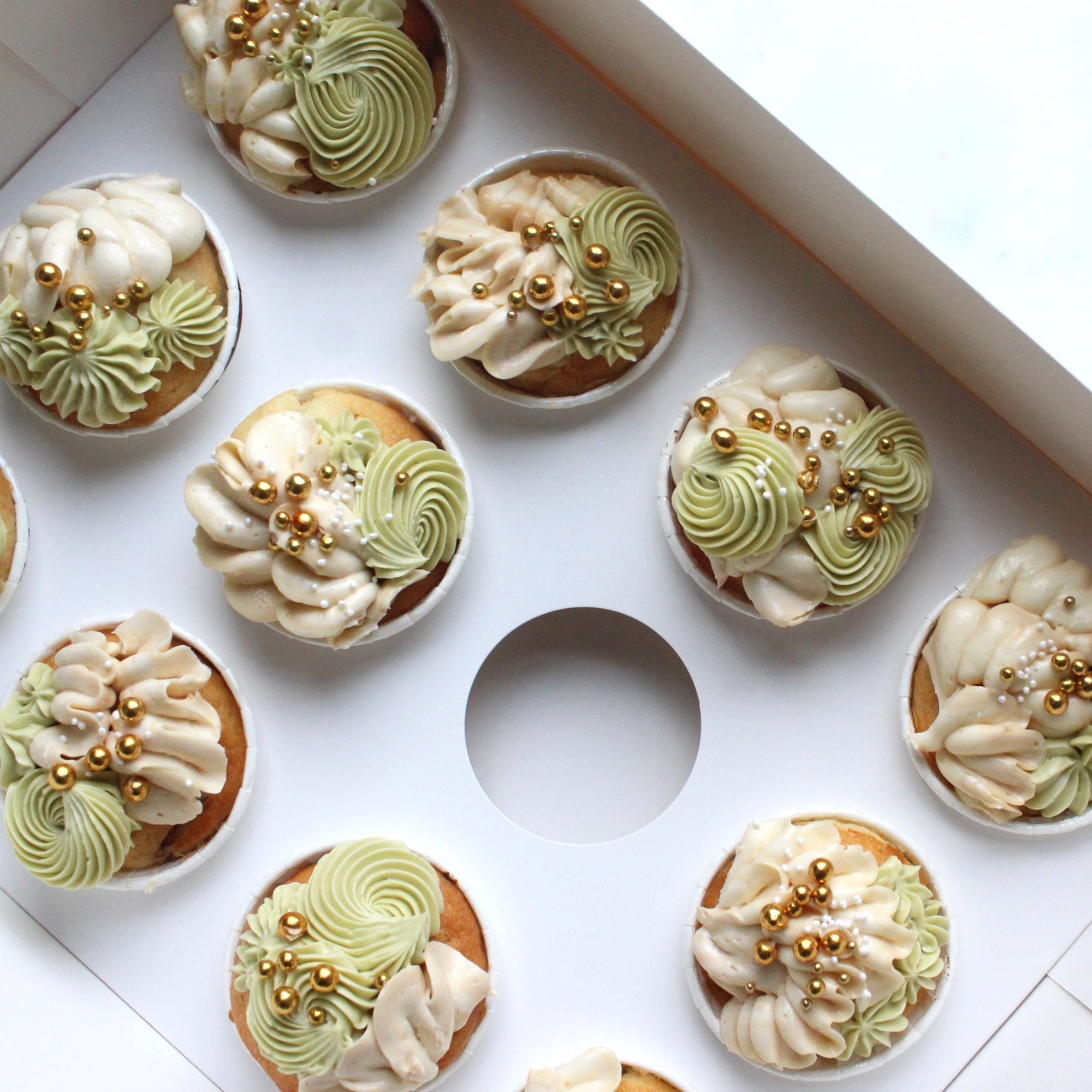 Cupcakes - our smallest sweet treats with gorgeous green buttercream piping!