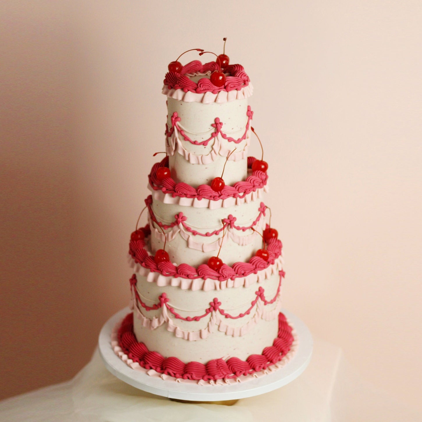 3-tier wedding Party cake - Bold pink tones