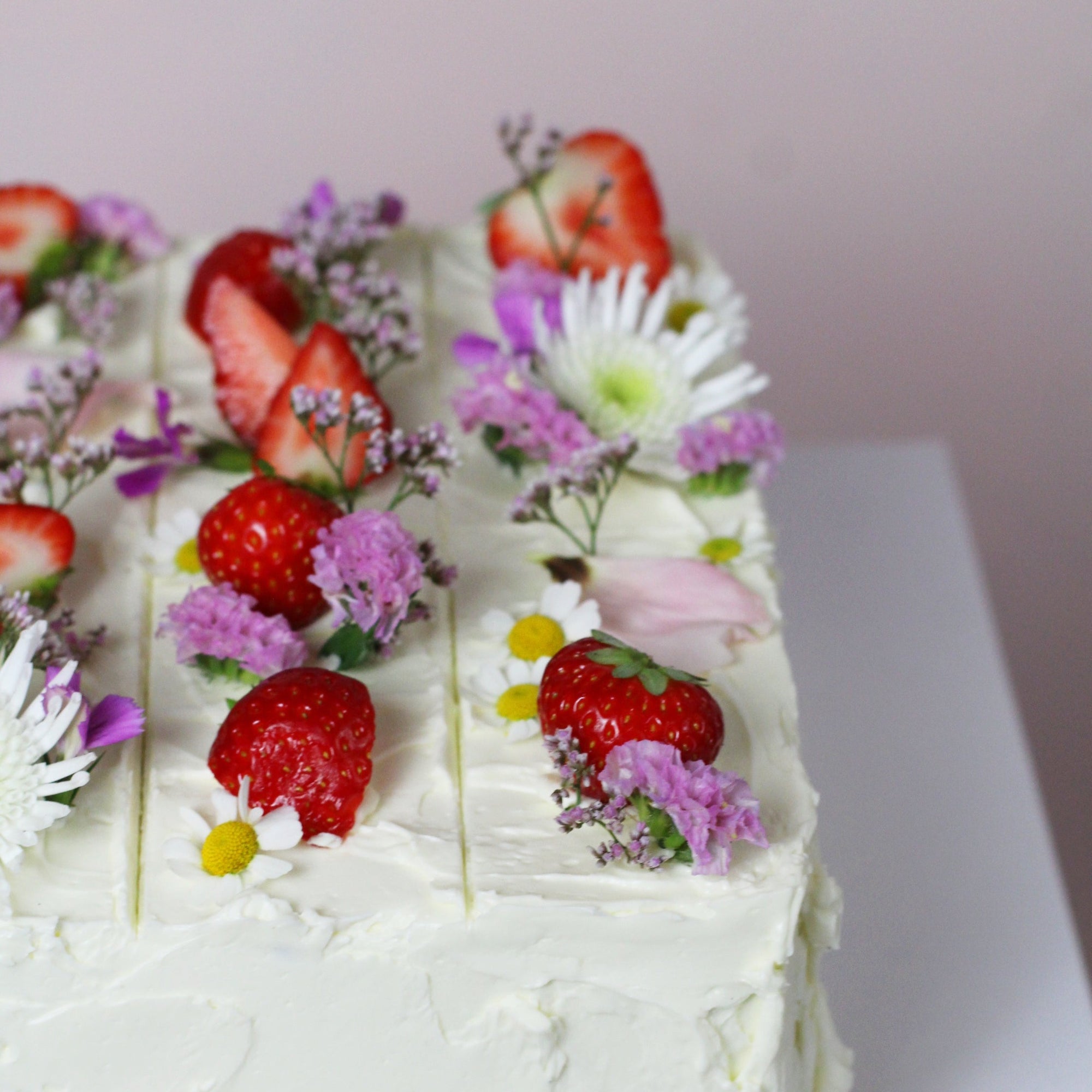 The ultimate picnic cake - strawberries, and seasonal florals