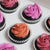 BOLD pink & orange-red rosette cupcakes