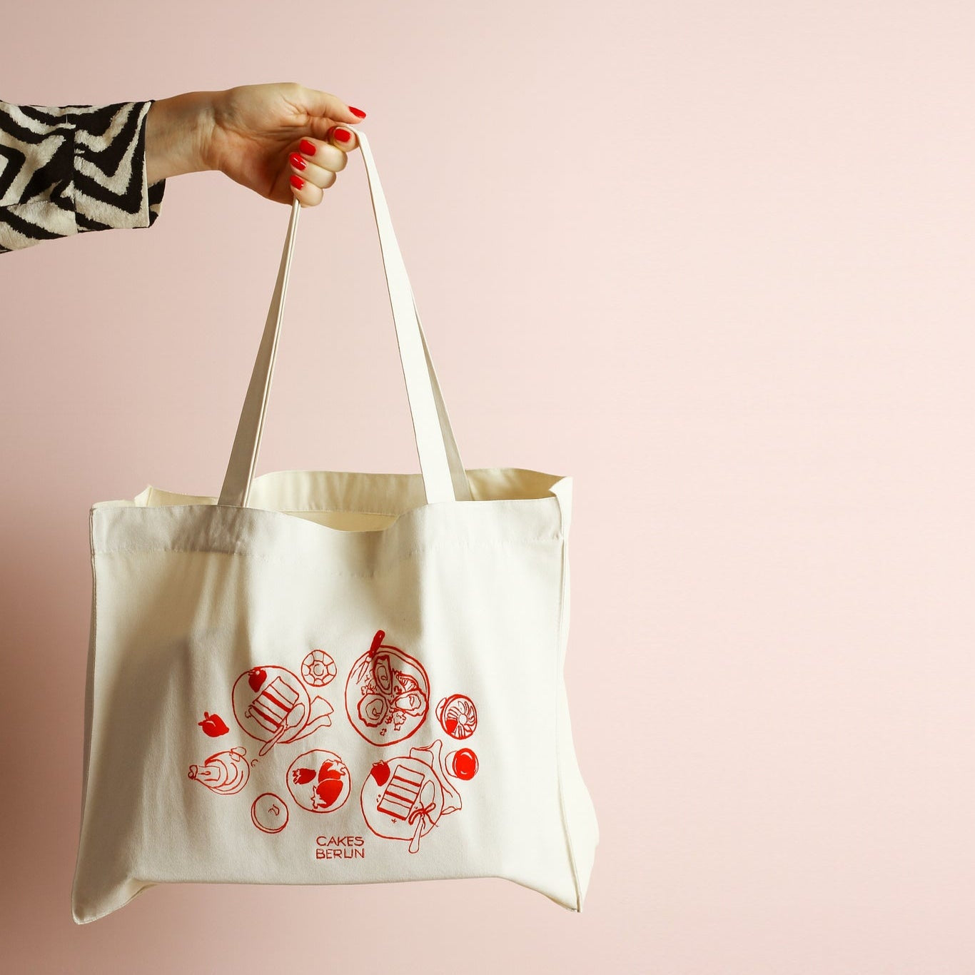 Canvas tote with fun cake party print