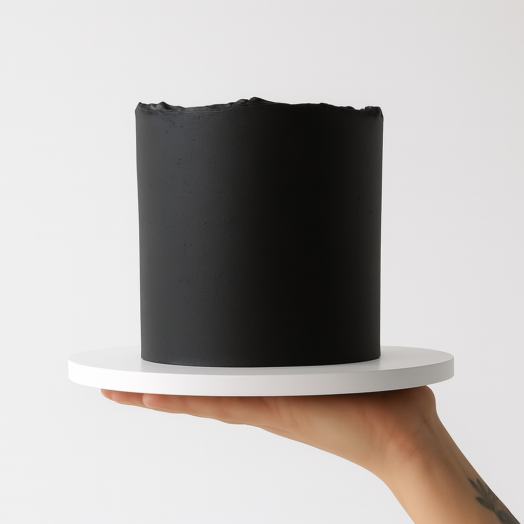 Black Essential Cake with silky smooth buttercream and elegant design, perfect for any celebration.