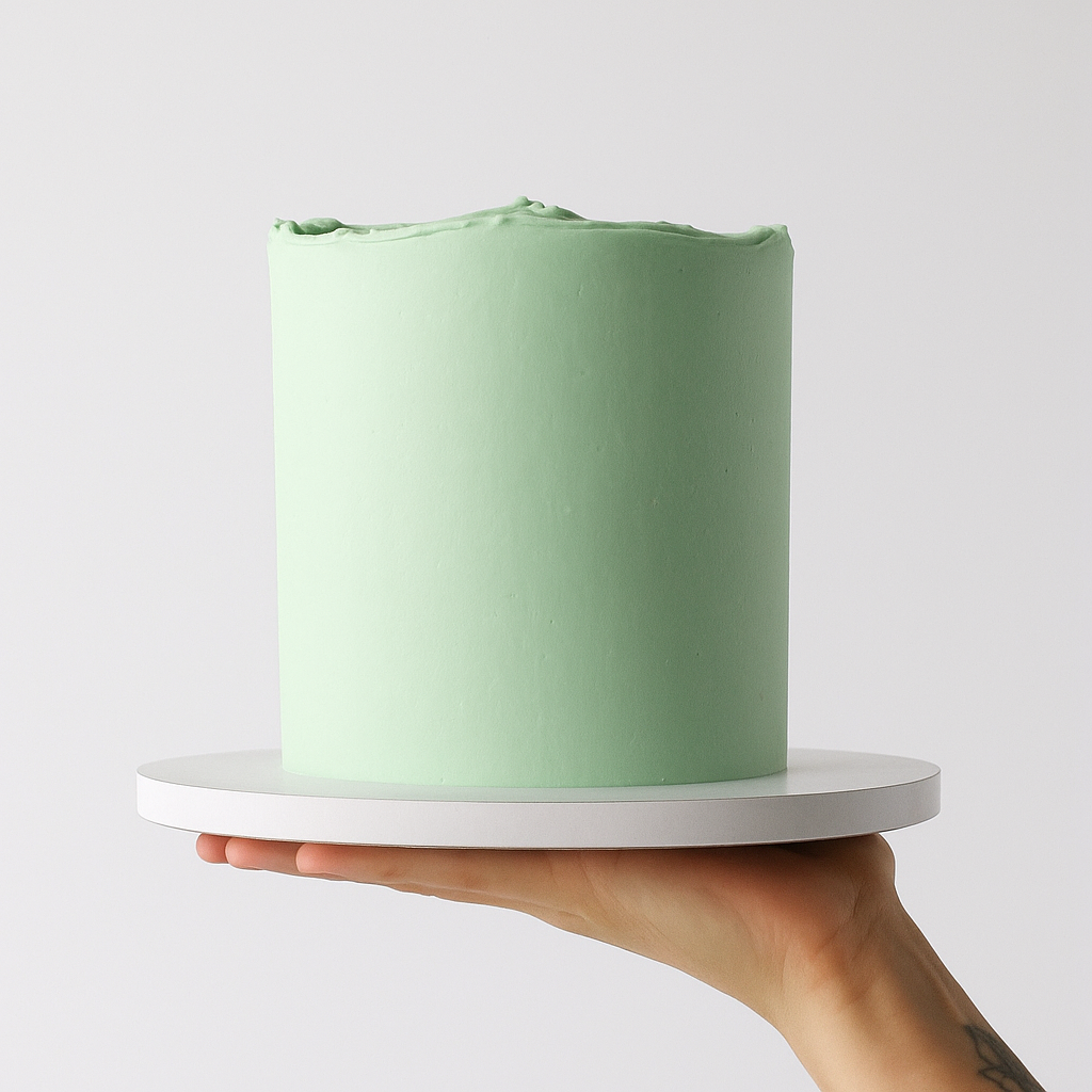 Soft Pastel Green Essential Cake with silky smooth buttercream and elegant design, perfect for any celebration.