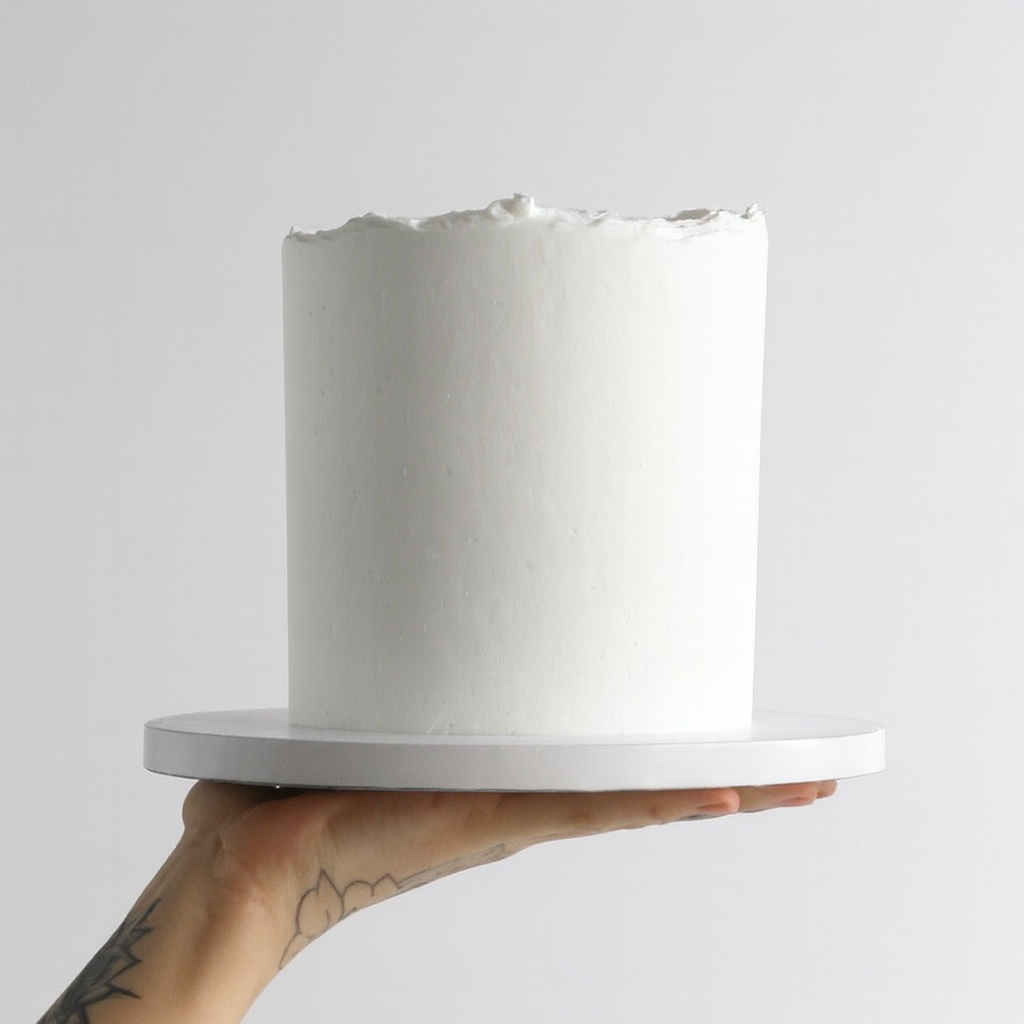 All White Essential Cake with silky smooth buttercream and elegant design, perfect for any celebration.